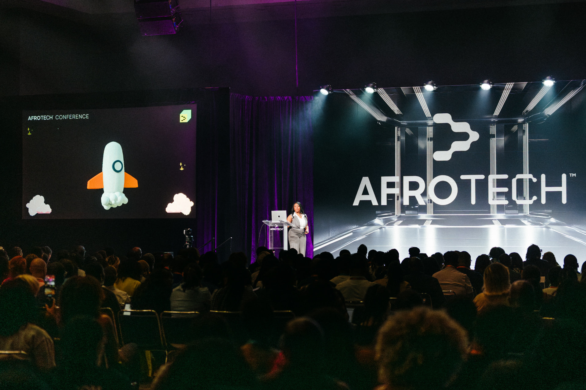 Shadeira Nesmith speaking on the AFROTECH main stage